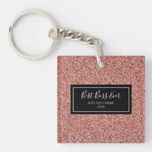 Beste borden ooit Roos Gold Glitter persoonlijk ja Sleutelhanger