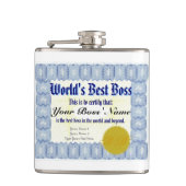 Beste Boss-certificaat ter wereld Heupfles (Voorkant)