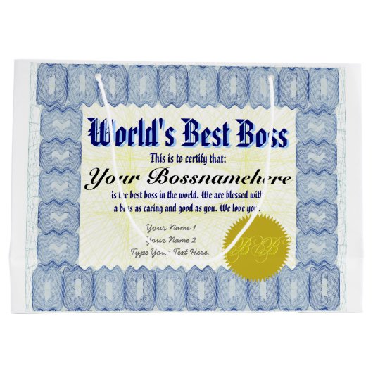 Beste Boss-certificaat ter wereld Large Cadeautasje (Achterkant)