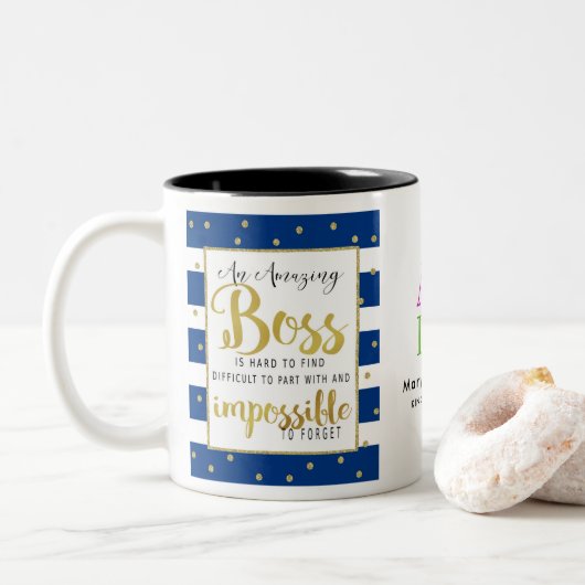 beste BOSS - DANK JE BOSS Tweekleurige Koffiemok (Met donut)