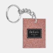 Beste Boss Ever Roos Gouden Glitter Gepersonalisee Sleutelhanger (Voorkant Links)