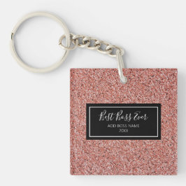 Beste Boss Ever Roos Gouden Glitter Gepersonalisee Sleutelhanger