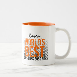 Beste Boss Grunge Lettering Sinaasappel 012 Tweekleurige Koffiemok