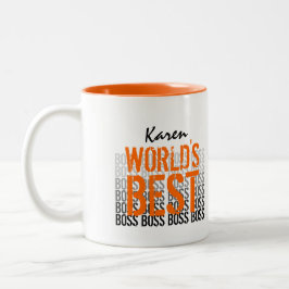 Beste Boss Grunge Lettering Sinaasappel 012 Tweekleurige Koffiemok