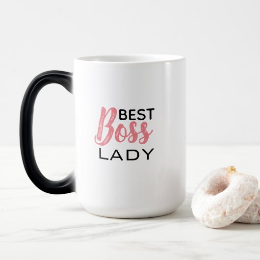 Beste Boss Lady Typografie Kleur Veranderen Magische Mok (Met donut)