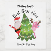 Beste Boss ooit kerst wijn label gepersonaliseerd Etiket (Enkel label)