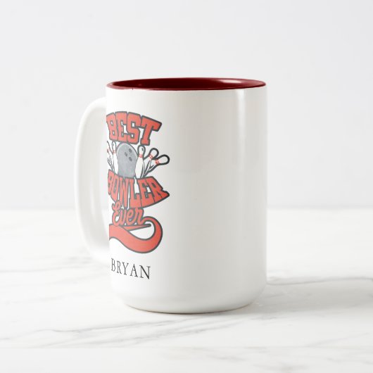 Beste Bowler ooit Bowling Specialized Novelty Tweekleurige Koffiemok (Voorkant links)