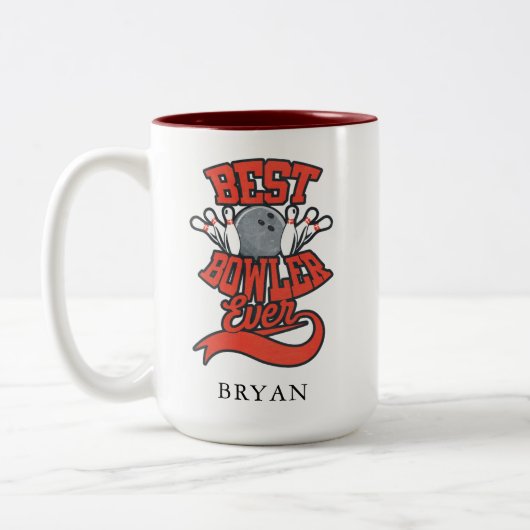Beste Bowler ooit Bowling Specialized Novelty Tweekleurige Koffiemok (Links)