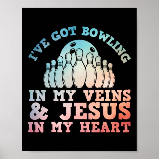 Beste bowling ontwerp voor mannen vrouwen Jesus Ch Poster (Voorkant)