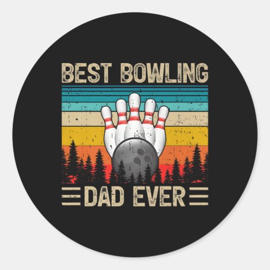 Beste Bowling papa ooit Vaderdag Ronde Sticker (Voorkant)
