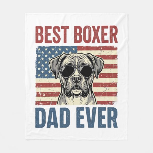 Beste Boxer Vader Ooit Vintage Hond Fleece Deken (Voorkant)