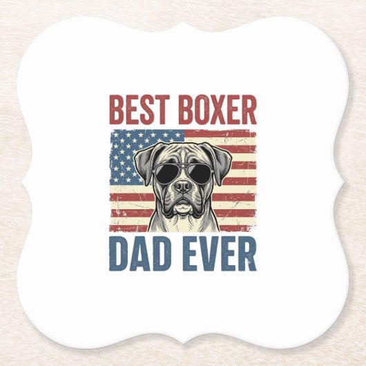Beste Boxer Vader Ooit Vintage Hond Kartonnen Onderzetters (Voorkant)