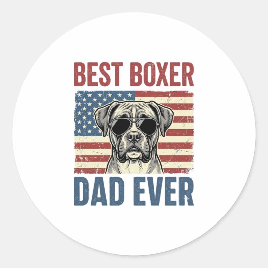 Beste Boxer Vader Ooit Vintage Hond Ronde Sticker (Voorkant)