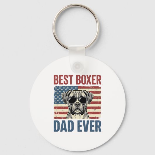 Beste Boxer Vader Ooit Vintage Hond Sleutelhanger (Voorkant)