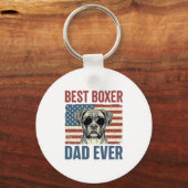 Beste Boxer Vader Ooit Vintage Hond Sleutelhanger (Voorkant)