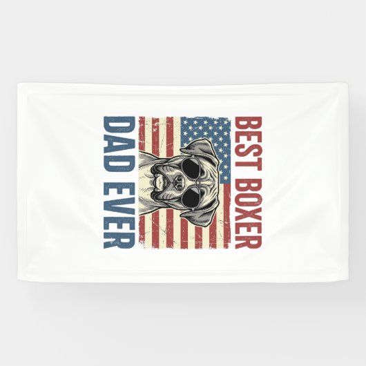 Beste Boxer Vader Ooit Vintage Hond Spandoek (Horizontaal)