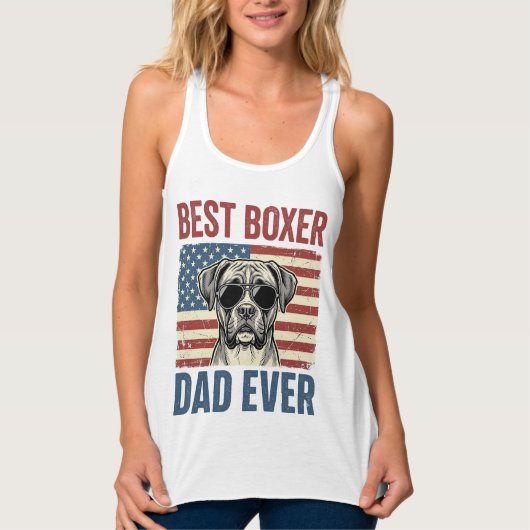 Beste Boxer Vader Ooit Vintage Hond Tanktop (Voorkant)