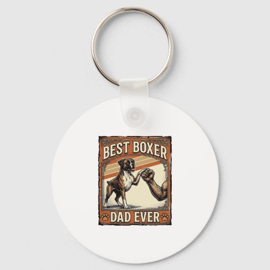 Beste Boxer Vader Ooit Vintage Hond Vader Sleutelhanger (Voorkant)