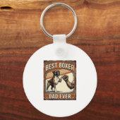 Beste Boxer Vader Ooit Vintage Hond Vader Sleutelhanger (Voorkant)