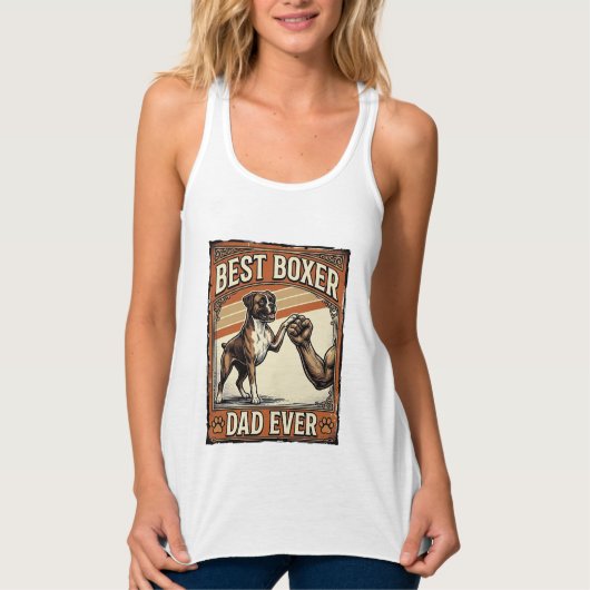 Beste Boxer Vader Ooit Vintage Hond Vader Tanktop (Voorkant)