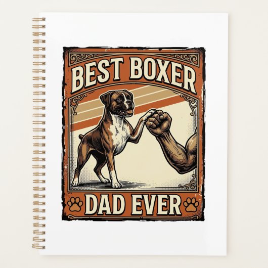 Beste Boxer Vader Ooit Vintage Honden Vader Planner (Voorkant)