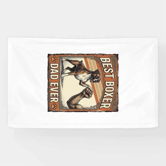 Beste Boxer Vader Ooit Vintage Honden Vader Spandoek (Horizontaal)