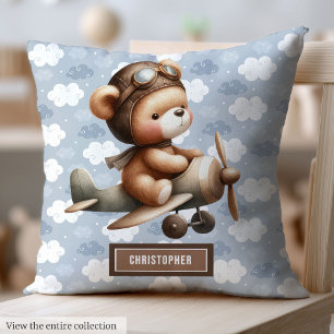 Beste Boy Baby shower Gift: Pilot Teddy Bear Pillo Kussen