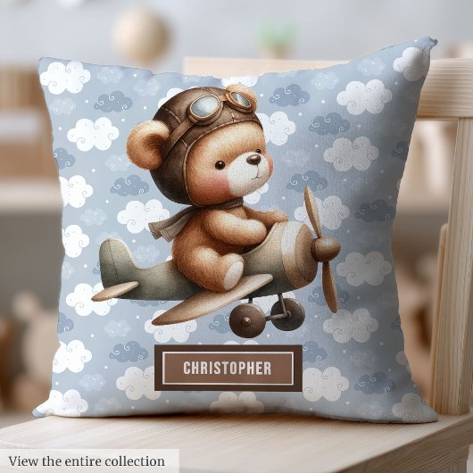 Beste Boy Baby shower Gift: Pilot Teddy Bear Pillo Kussen