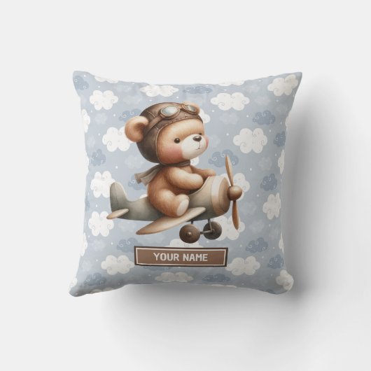 Beste Boy Baby shower Gift: Pilot Teddy Bear Pillo Kussen (Achterkant)