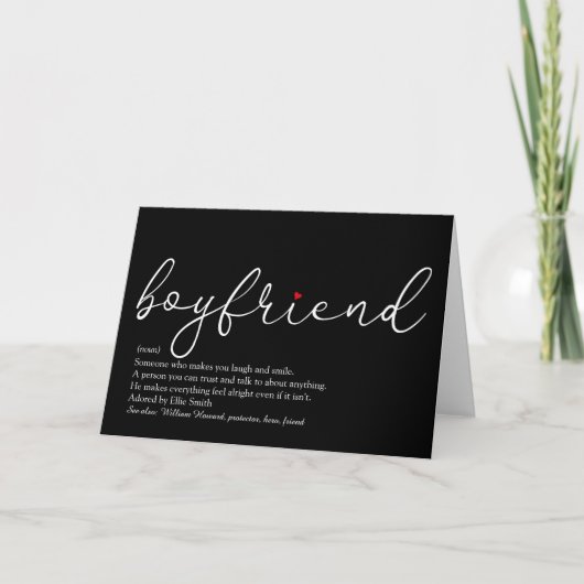 Beste Boyfriend Definitie Script Rode Liefdeshart Kaart (Voorkant)