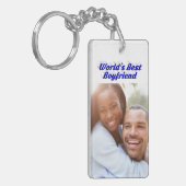 Beste Boyvriend foto blauwe 3d tekst Sleutelhanger (Voorkant Links)
