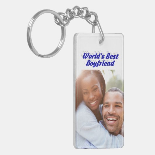 Beste Boyvriend foto blauwe 3d tekst Sleutelhanger (Voorkant Links)