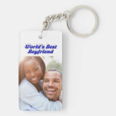 Beste Boyvriend foto blauwe 3d tekst Sleutelhanger (achterkant)