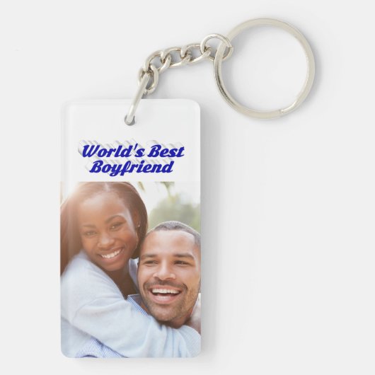 Beste Boyvriend foto blauwe 3d tekst Sleutelhanger (achterkant)