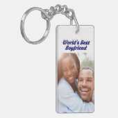 Beste Boyvriend foto donkerblauwe 3d tekst Sleutelhanger (Voorkant Links)