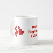 Beste Boyvriend ooit! Red Sketchy Hearts Mok (Voorkant links)
