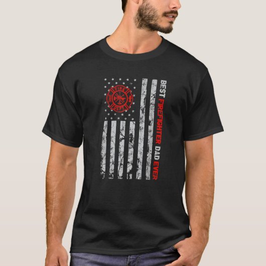 Beste brandweerman vader ooit Amerikaanse vlag Va T-shirt (Voorkant)