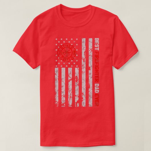 Beste brandweerman vader ooit Amerikaanse vlag Va T-shirt (Design voorkant)