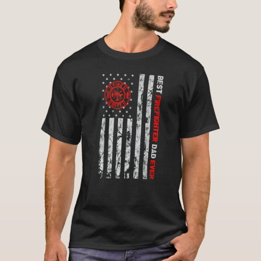 Beste brandweerman vader ooit Amerikaanse vlag Va T-shirt (Voorkant)