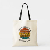 Beste breien moeder ooit retro zonsondergang hart  tote bag (Achterkant)