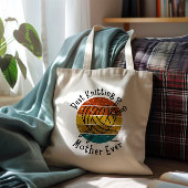 Beste breien moeder ooit retro zonsondergang hart  tote bag