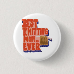 Beste Breiende Moeder Ooit Retro Vintage Typografi Ronde Button 3,2 Cm