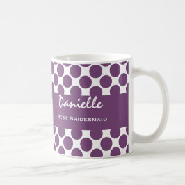 Beste BRIDESMAID met PAARSE WHITE Polka Dots V18 Koffiemok