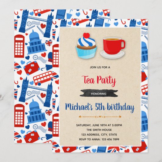 Beste Britse partijuitnodiging Kaart (Voorkant / Achterkant)