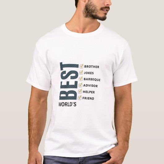Beste Broer Gepersonaliseerde Checklist T-shirt (Voorkant)