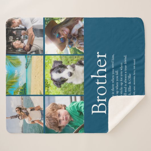 Beste broer ooit 6 foto-collage sherpa deken (Voorkant (horizontaal))