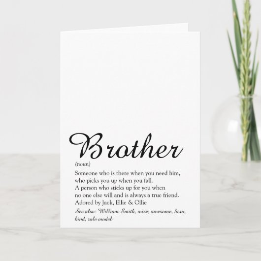 Beste Broer Ooit Broer Definitie Script Fun Kaart (Voorkant)