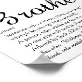 Beste broer ooit Definitie Zwart en wit leuk Poster (Hoek)