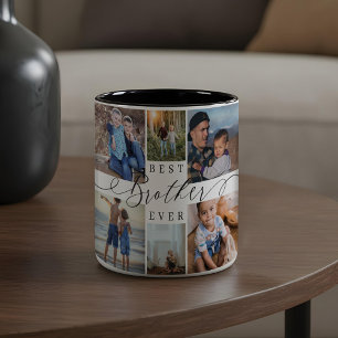 Beste Broer Ooit Foto Collage Keepsake Gift Tweekleurige Koffiemok