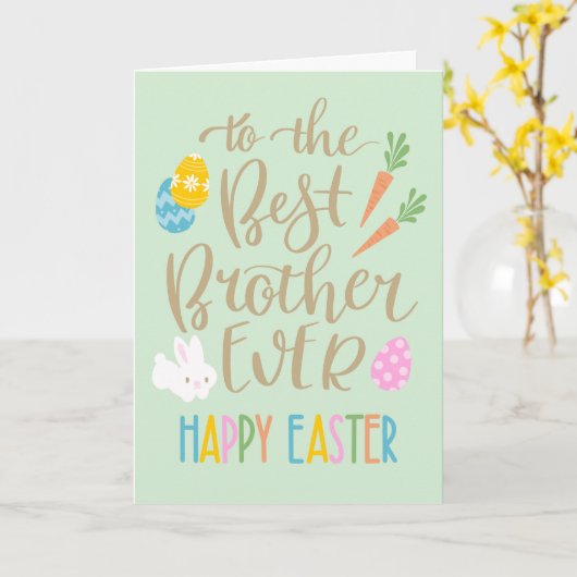 Beste broer ooit gelukkig Pasen typografie Kaart (Gele Bloem)